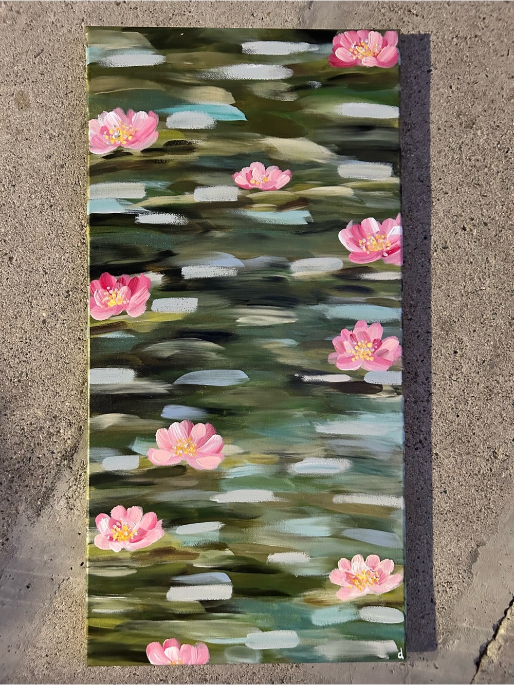Pink Water Lily Floral Painting